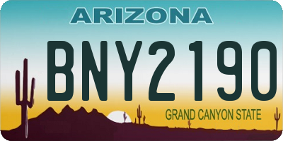 AZ license plate BNY2190