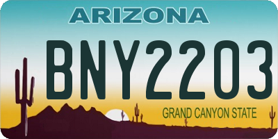 AZ license plate BNY2203