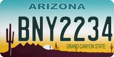 AZ license plate BNY2234