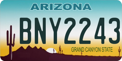 AZ license plate BNY2243