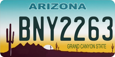 AZ license plate BNY2263