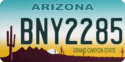AZ license plate BNY2285