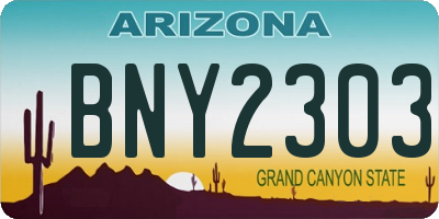 AZ license plate BNY2303