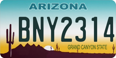 AZ license plate BNY2314
