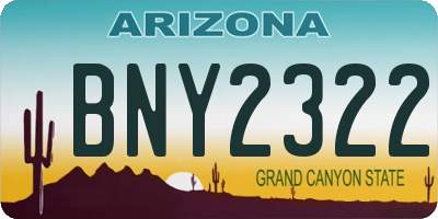 AZ license plate BNY2322
