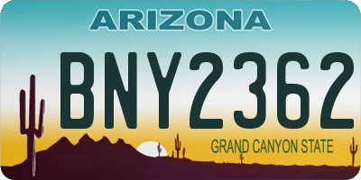 AZ license plate BNY2362