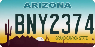 AZ license plate BNY2374