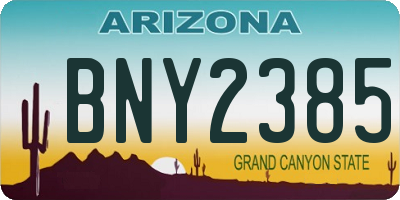 AZ license plate BNY2385