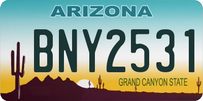 AZ license plate BNY2531