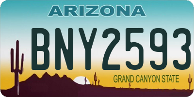 AZ license plate BNY2593