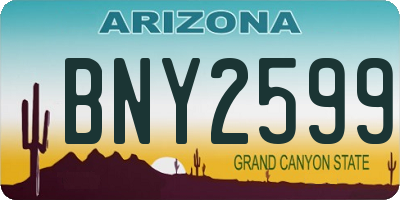 AZ license plate BNY2599