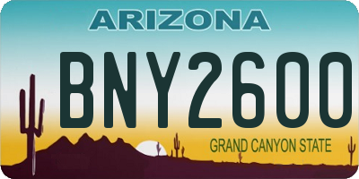 AZ license plate BNY2600