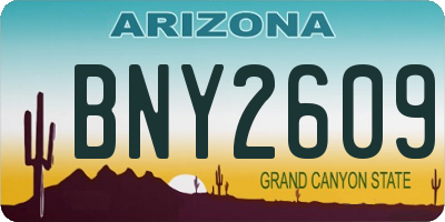 AZ license plate BNY2609