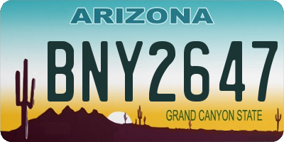 AZ license plate BNY2647