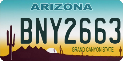 AZ license plate BNY2663