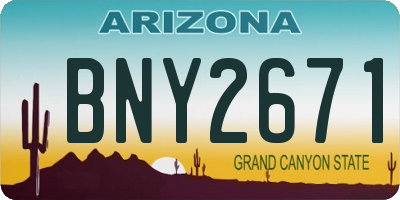 AZ license plate BNY2671