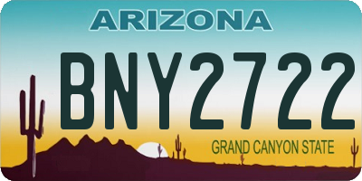 AZ license plate BNY2722
