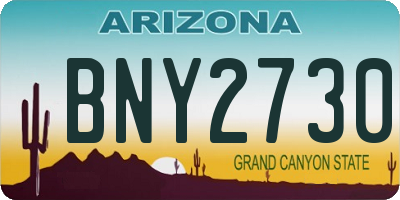 AZ license plate BNY2730