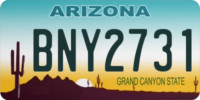 AZ license plate BNY2731