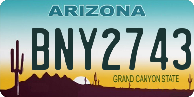 AZ license plate BNY2743