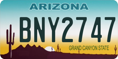 AZ license plate BNY2747