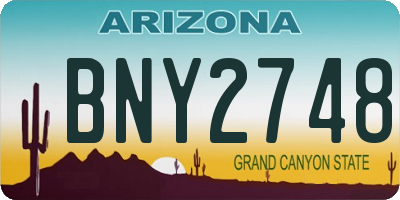 AZ license plate BNY2748