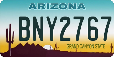 AZ license plate BNY2767