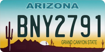 AZ license plate BNY2791
