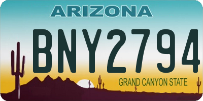 AZ license plate BNY2794