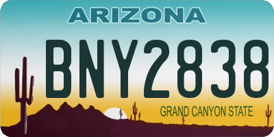 AZ license plate BNY2838