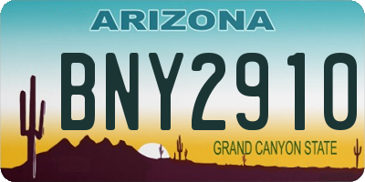 AZ license plate BNY2910