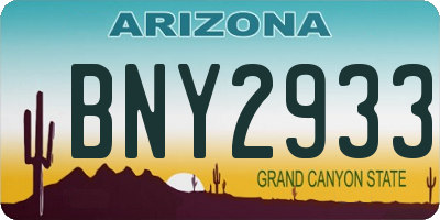 AZ license plate BNY2933