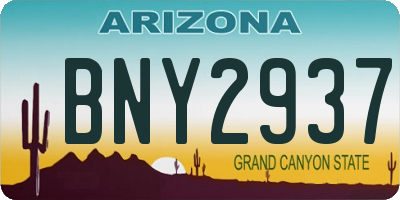 AZ license plate BNY2937
