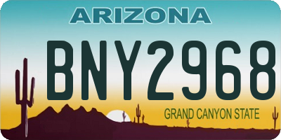 AZ license plate BNY2968
