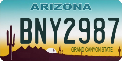 AZ license plate BNY2987