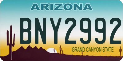 AZ license plate BNY2992