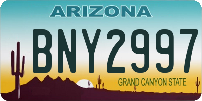 AZ license plate BNY2997