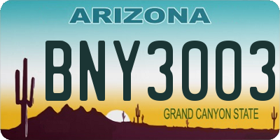 AZ license plate BNY3003