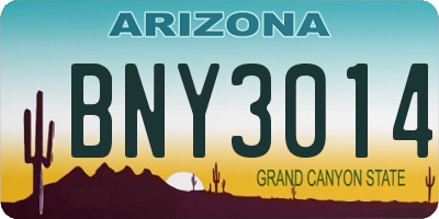 AZ license plate BNY3014