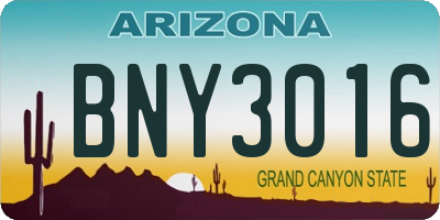 AZ license plate BNY3016