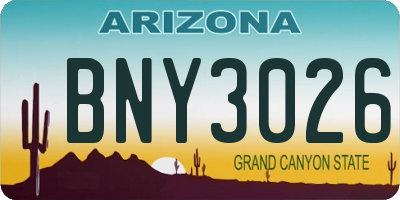AZ license plate BNY3026