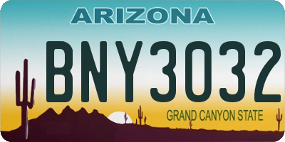 AZ license plate BNY3032