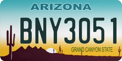 AZ license plate BNY3051