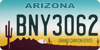 AZ license plate BNY3062