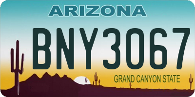AZ license plate BNY3067