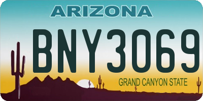AZ license plate BNY3069