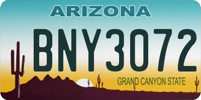 AZ license plate BNY3072
