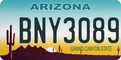 AZ license plate BNY3089