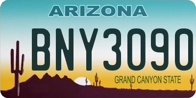 AZ license plate BNY3090