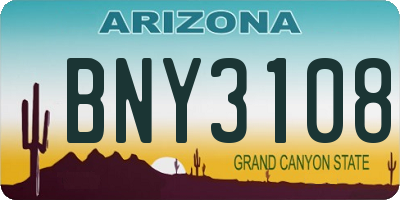 AZ license plate BNY3108